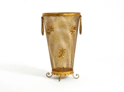 Porte-parapluie de style Régence en métal doré, Italie années 1960