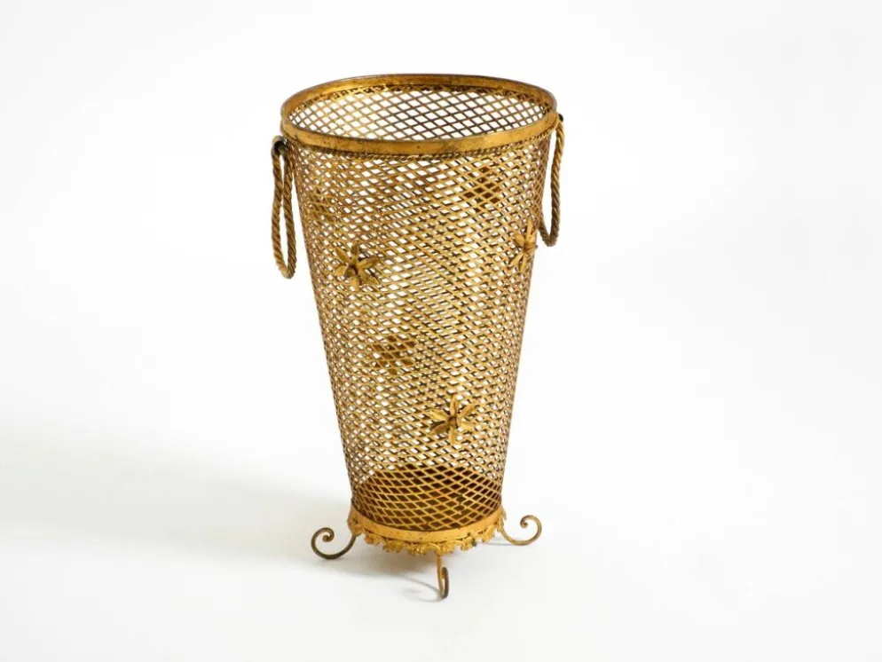 Porte-parapluie de style Régence en métal doré, Italie années 1960