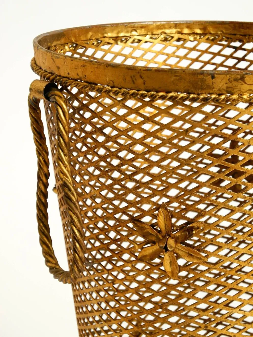 Porte-parapluie de style Régence en métal doré, Italie années 1960