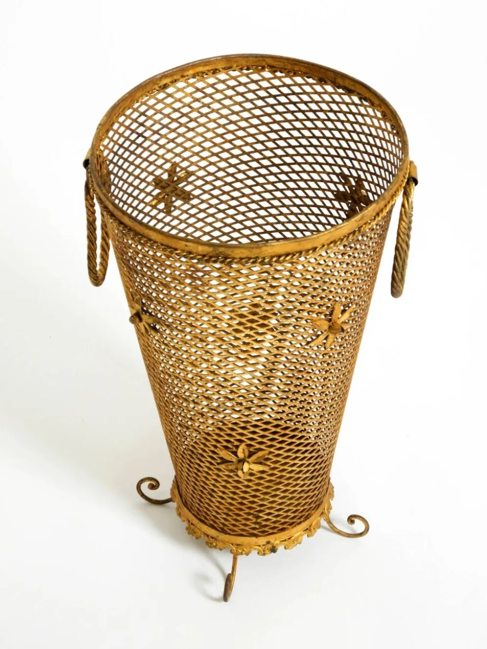 Porte-parapluie de style Régence en métal doré, Italie années 1960
