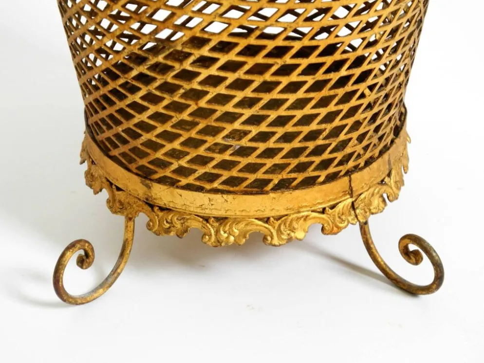 Porte-parapluie de style Régence en métal doré, Italie années 1960