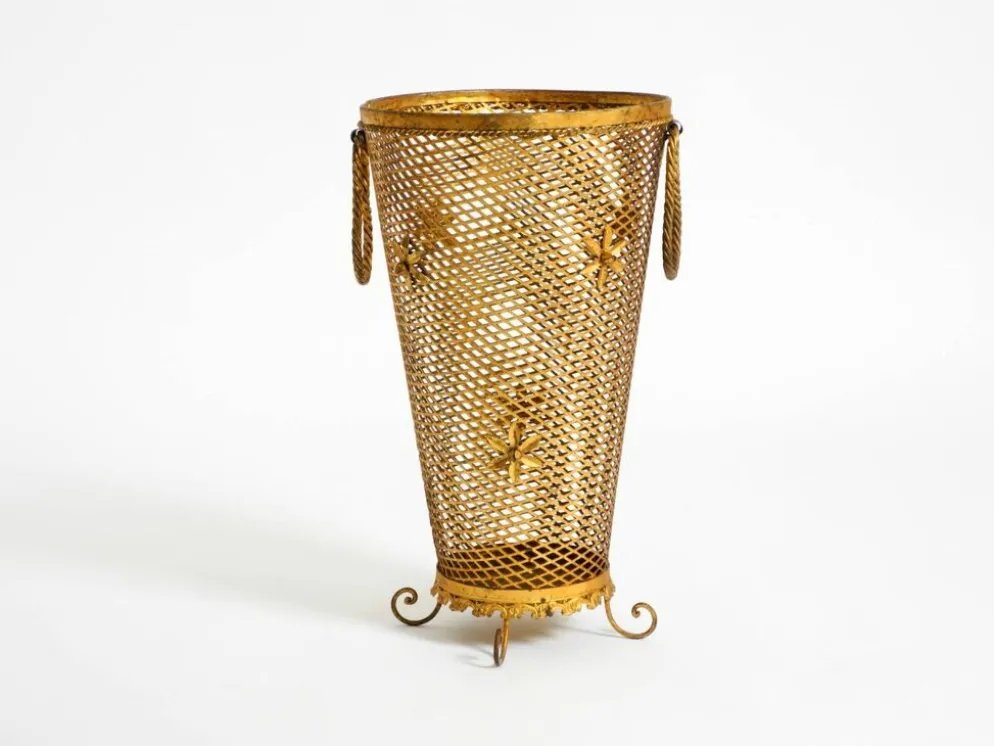 Porte-parapluie de style Régence en métal doré, Italie années 1960