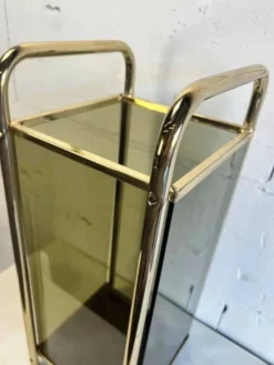 Porte parapluie 'doré' vintage déco avec verre fumé