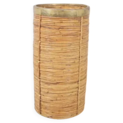 Porte-parapluie en bambou et laiton vintage, Italie, années 1970