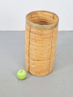 Porte-parapluie en bambou et laiton vintage, Italie, années 1970