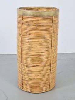 Porte-parapluie en bambou et laiton vintage, Italie, années 1970