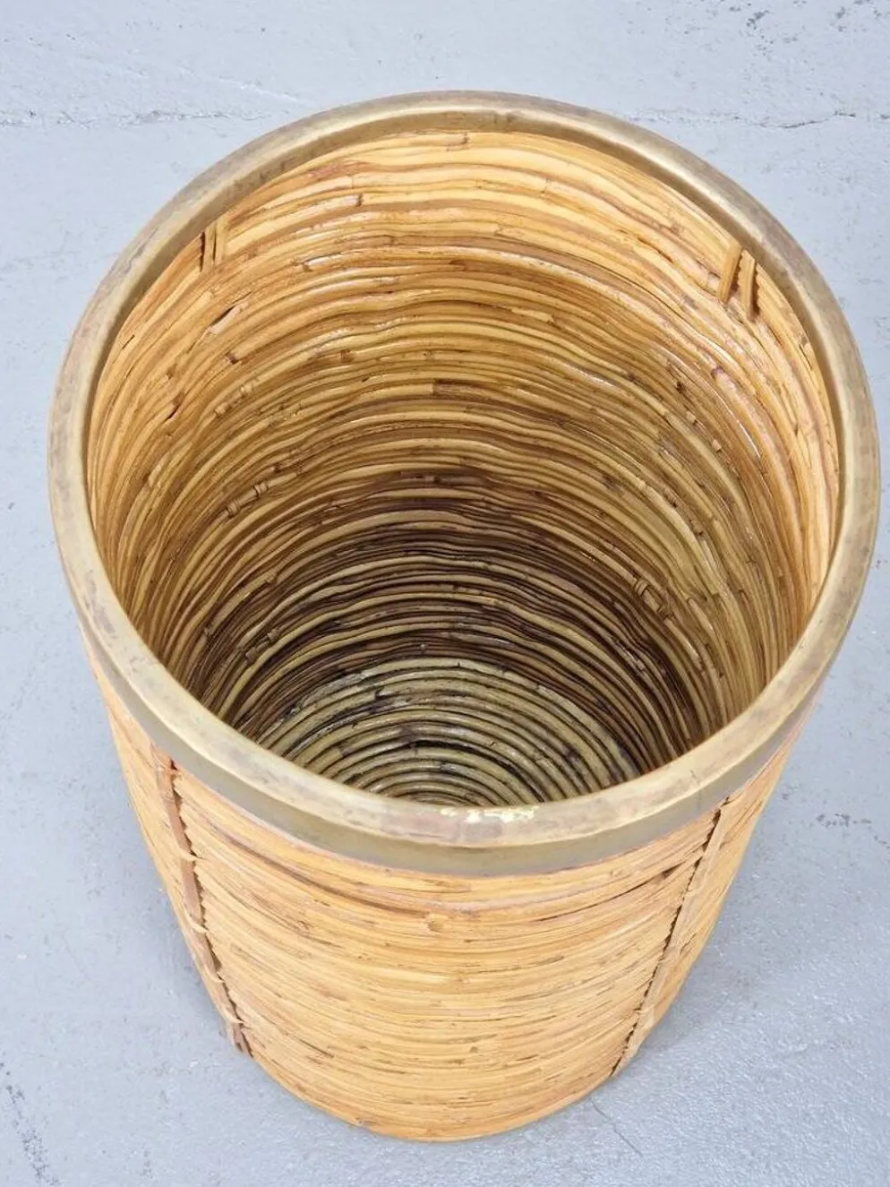 Porte-parapluie en bambou et laiton vintage, Italie, années 1970