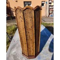 Porte-parapluie en bois et rotin