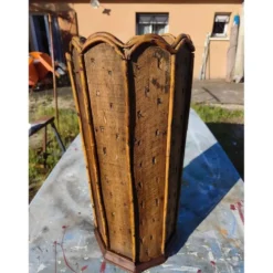 Porte-parapluie en bois et rotin