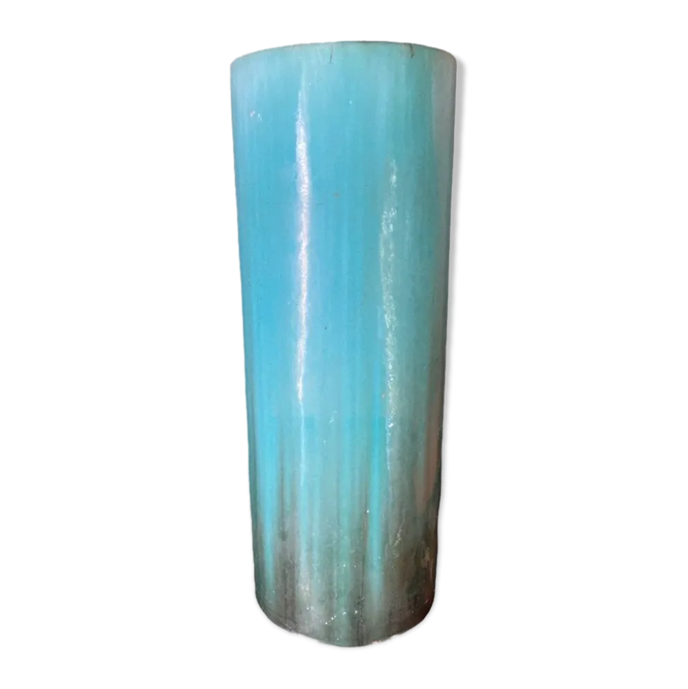 Porte-parapluie en céramique bleue signé clément massier 1900-1920