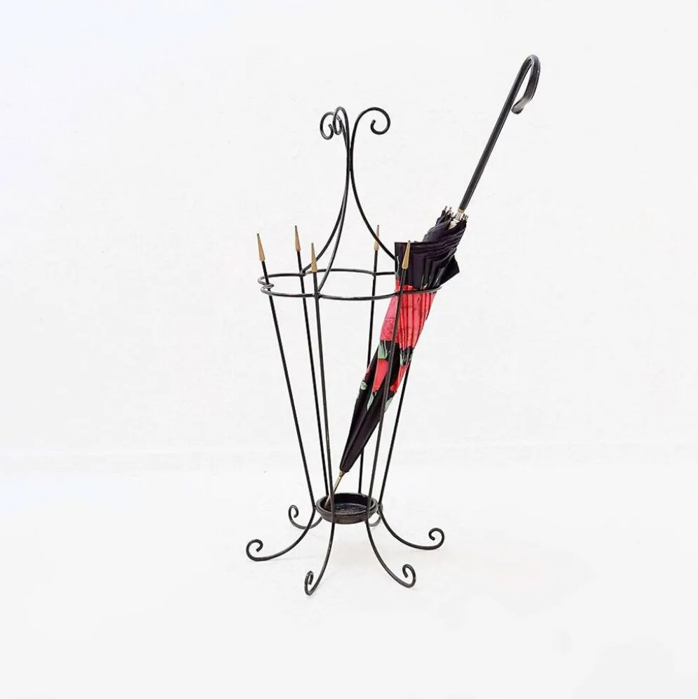 Porte-parapluie en fer forgé mid-century - années 1960
