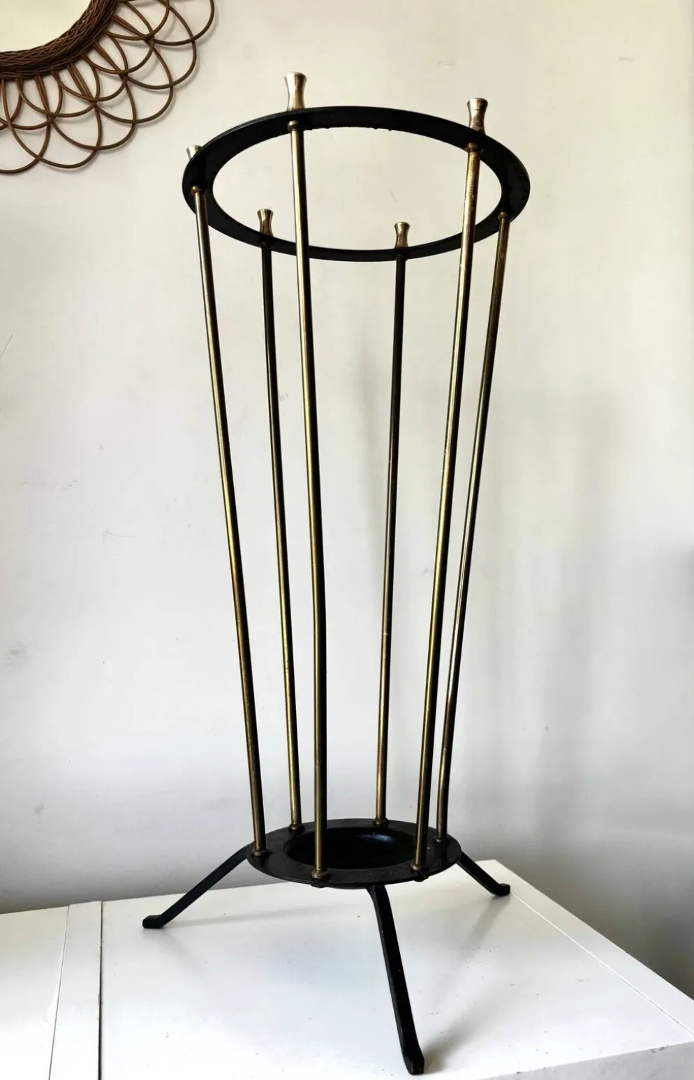Porte-parapluie en laiton Mid Century