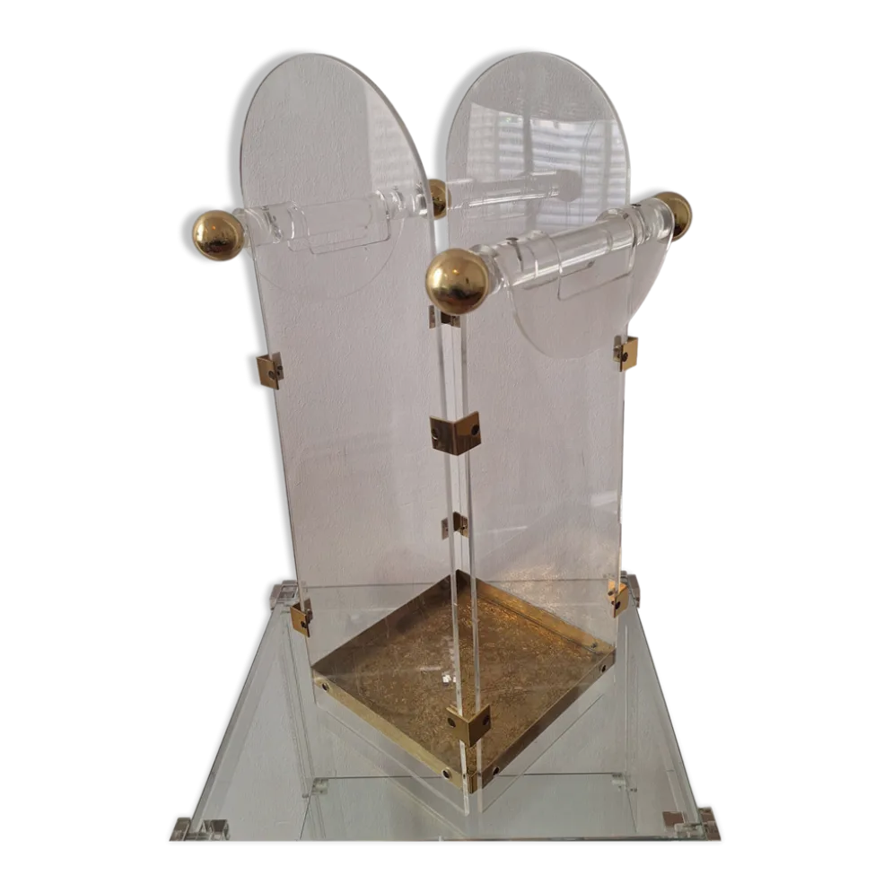 Porte-parapluie en lucite / acrylique et laiton inspiré par Fontana Arte, années 1970