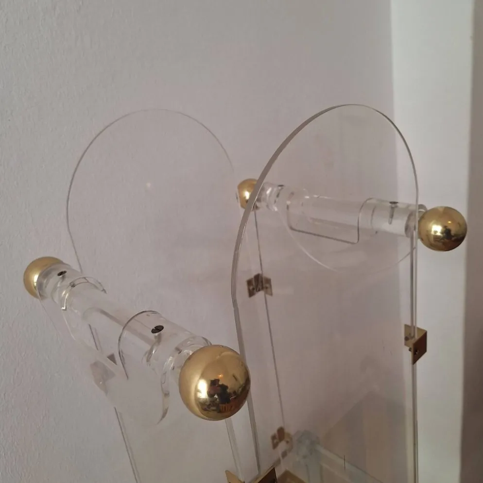 Porte-parapluie en lucite / acrylique et laiton inspiré par Fontana Arte, années 1970