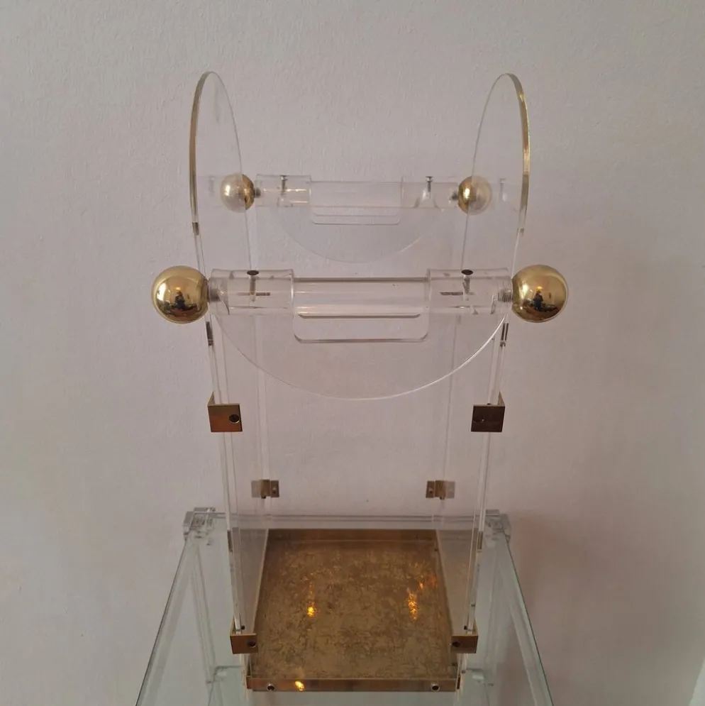 Porte-parapluie en lucite / acrylique et laiton inspiré par Fontana Arte, années 1970
