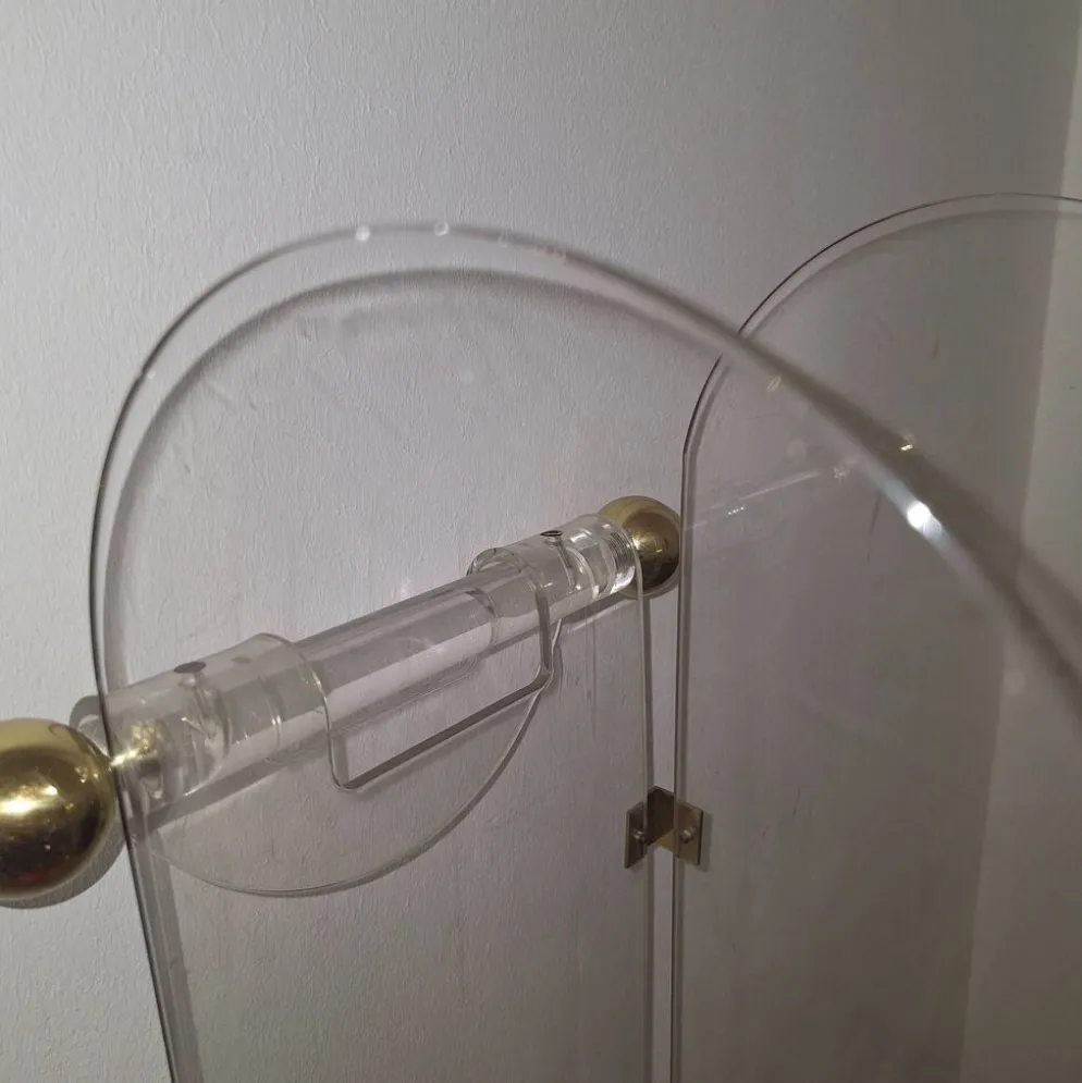 Porte-parapluie en lucite / acrylique et laiton inspiré par Fontana Arte, années 1970