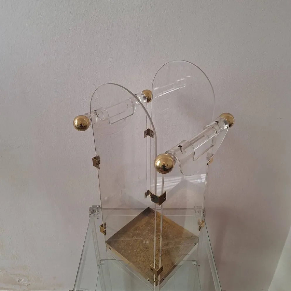 Porte-parapluie en lucite / acrylique et laiton inspiré par Fontana Arte, années 1970