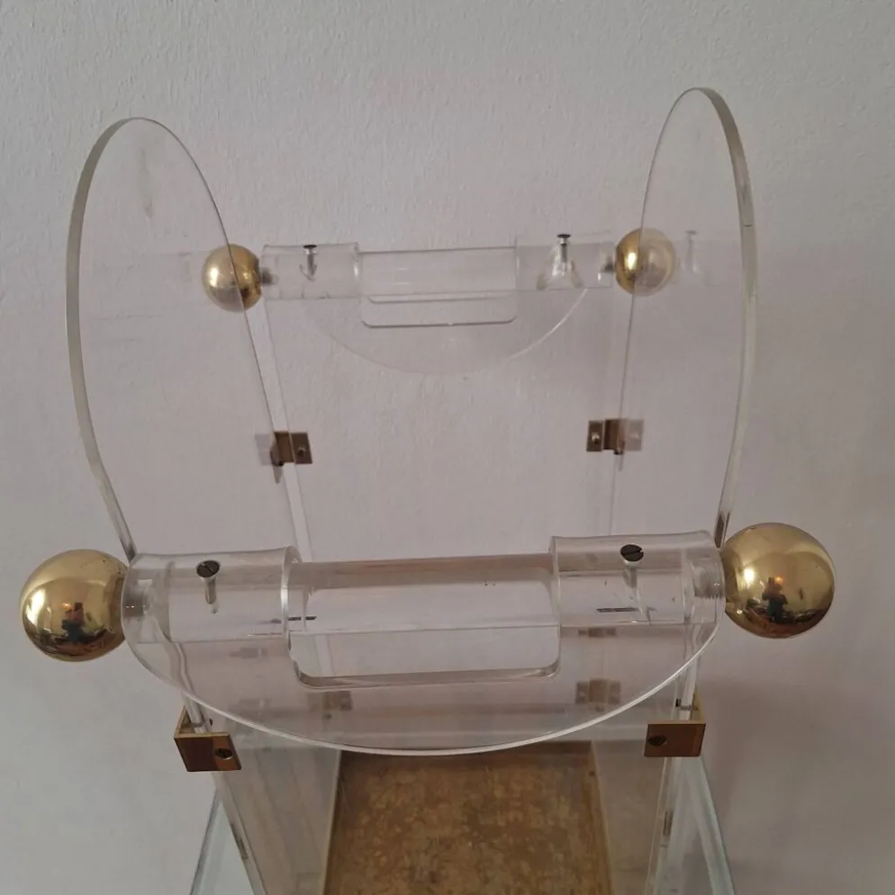 Porte-parapluie en lucite / acrylique et laiton inspiré par Fontana Arte, années 1970