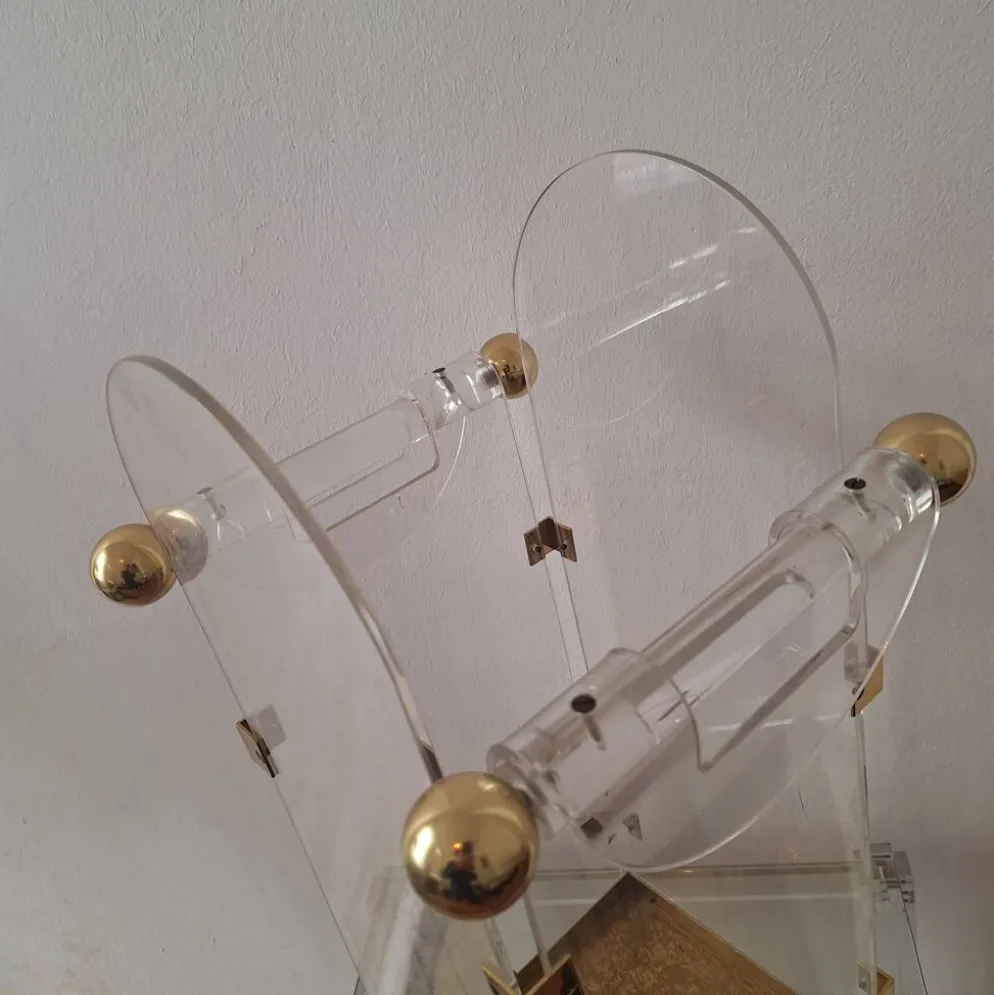 Porte-parapluie en lucite / acrylique et laiton inspiré par Fontana Arte, années 1970