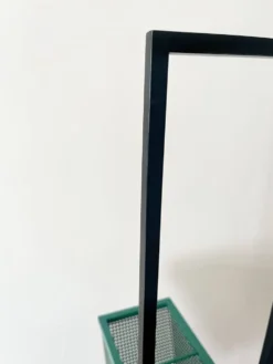 Porte-parapluie en métal vert et noir vintage, style rockabilly, années 1950