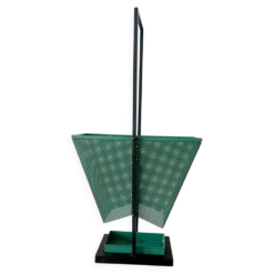 Porte-parapluie en métal vert et noir vintage, style rockabilly, années 1950