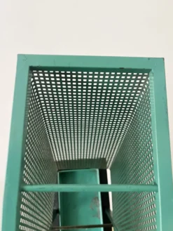 Porte-parapluie en métal vert et noir vintage, style rockabilly, années 1950