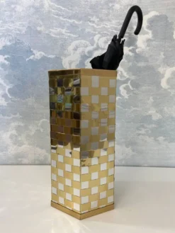 Porte-parapluie hexagonal bicolore italien style Willy Rizzo années 70