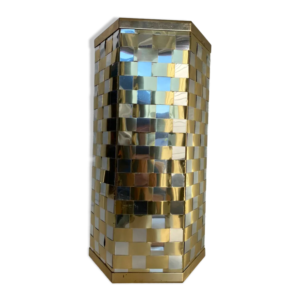 Porte-parapluie hexagonal bicolore italien style Willy Rizzo années 70
