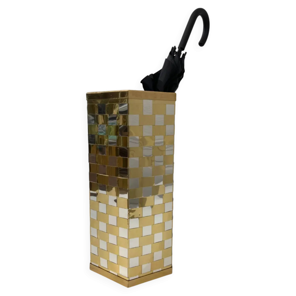 Porte-parapluie hexagonal bicolore italien style Willy Rizzo années 70