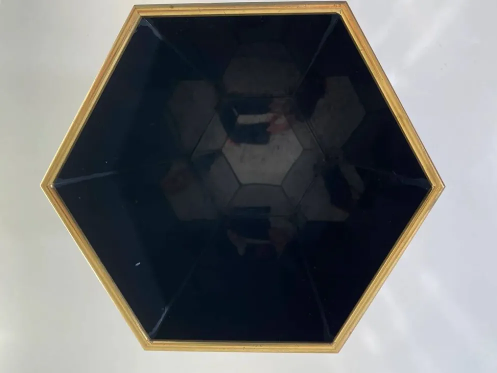 Porte-parapluie hexagonal bicolore italien style Willy Rizzo années 70