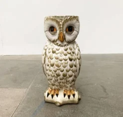 Porte-parapluie hibou en céramique italienne vintage