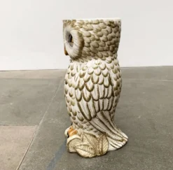 Porte-parapluie hibou en céramique italienne vintage