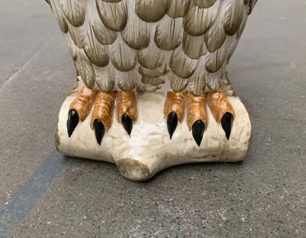 Porte-parapluie hibou en céramique italienne vintage