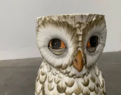 Porte-parapluie hibou en céramique italienne vintage