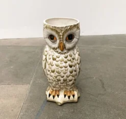 Porte-parapluie hibou en céramique italienne vintage