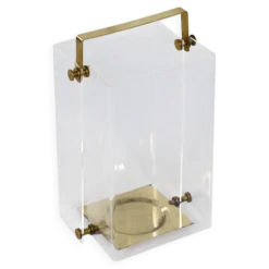 Porte-parapluie Hollywood Regency en acrylique et laiton, années 1980 – design transparent