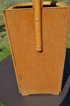 Porte-parapluie osier et cannage vintage