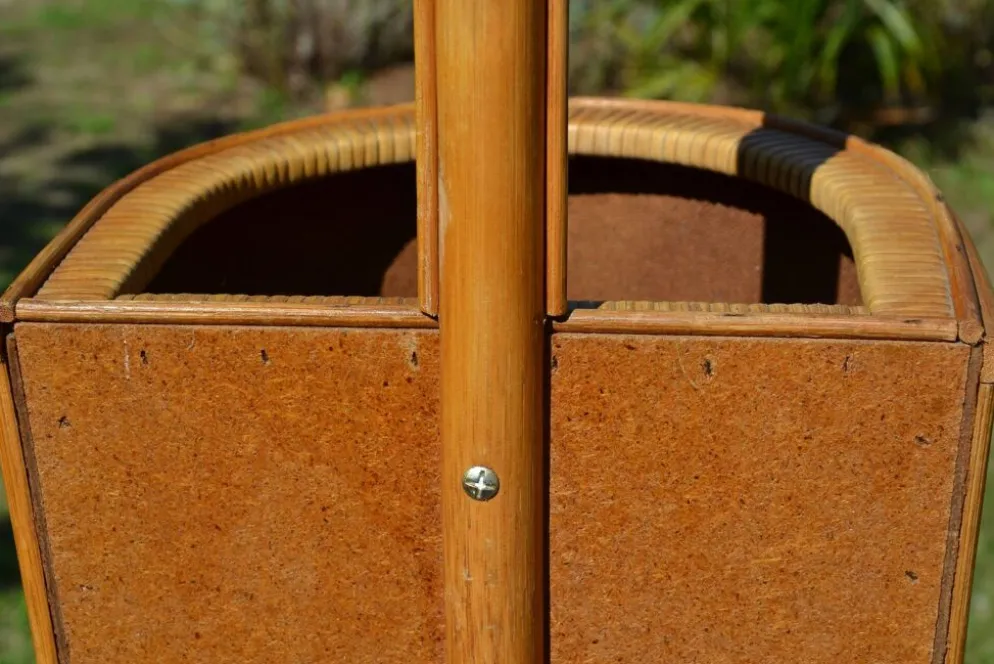 Porte-parapluie osier et cannage vintage