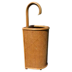 Porte-parapluie osier et cannage vintage