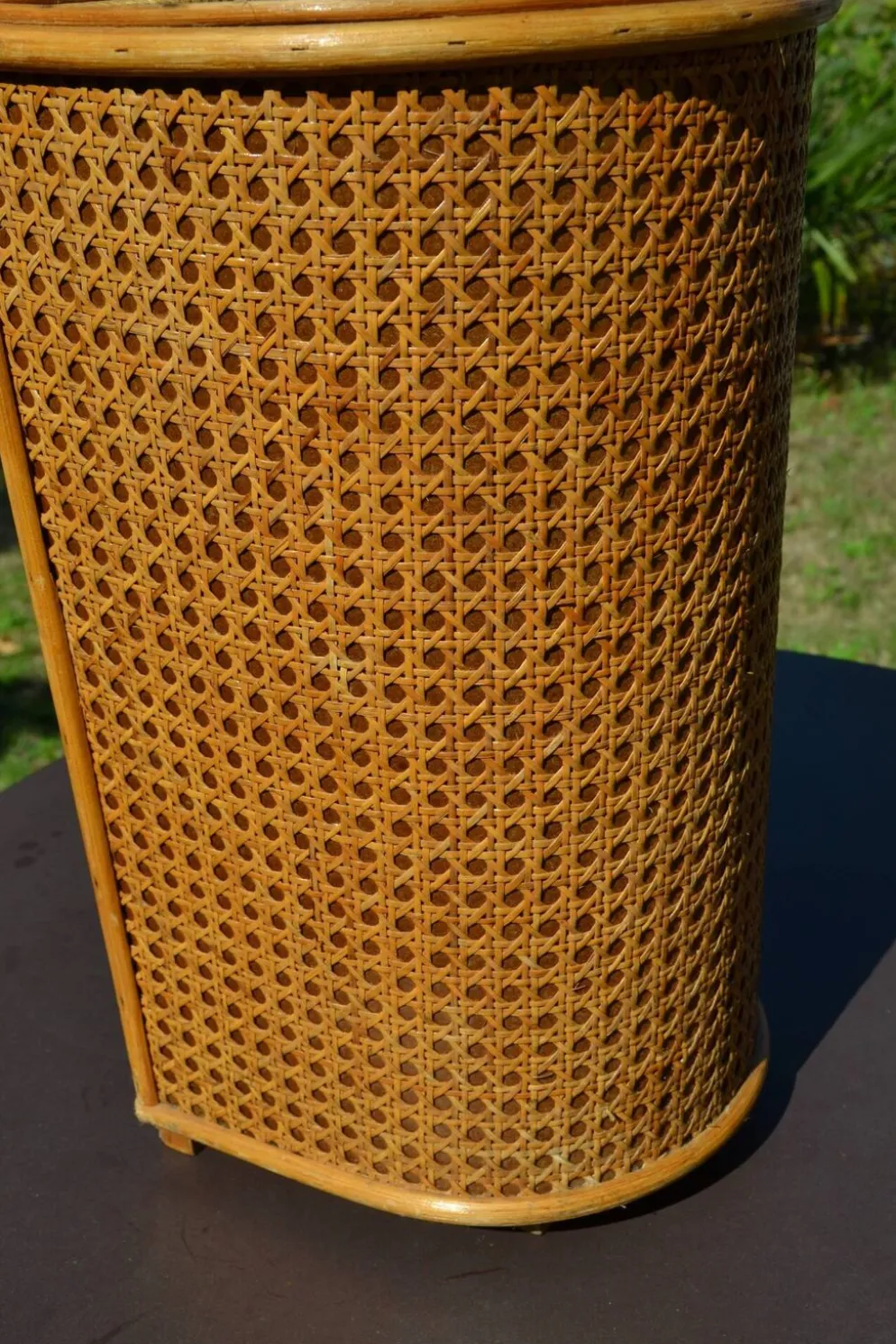 Porte-parapluie osier et cannage vintage