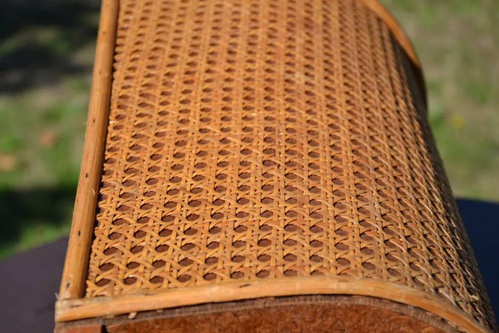 Porte-parapluie osier et cannage vintage