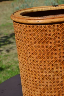 Porte-parapluie osier et cannage vintage