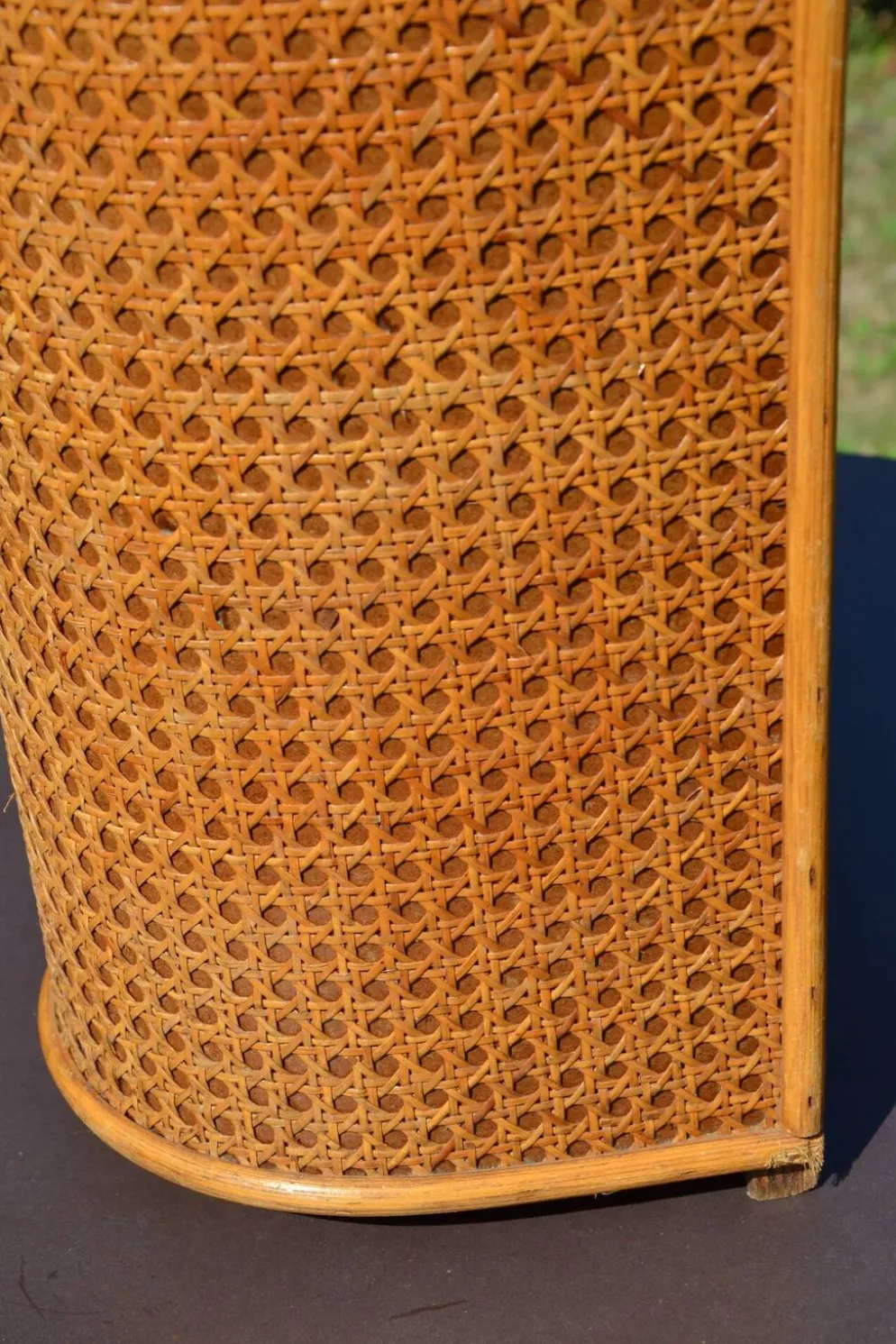 Porte-parapluie osier et cannage vintage