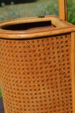 Porte-parapluie osier et cannage vintage