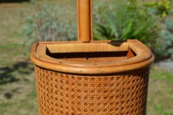 Porte-parapluie osier et cannage vintage