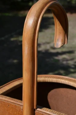 Porte-parapluie osier et cannage vintage