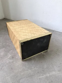 Porte parapluie osier tressé et laiton Metal Linea Nova 1960