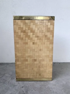 Porte parapluie osier tressé et laiton Metal Linea Nova 1960