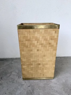 Porte parapluie osier tressé et laiton Metal Linea Nova 1960