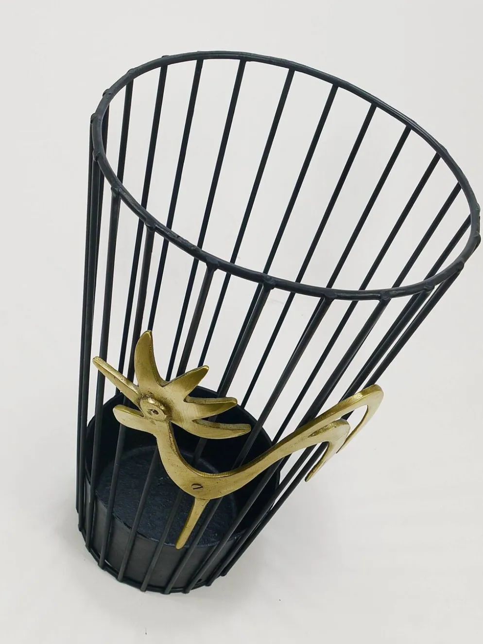 Porte-parapluies Coq en Laiton Walter Bosse Milieu du Siècle pour Herta Baller, années 1950